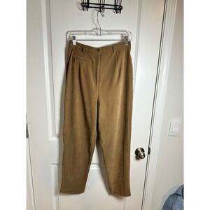 Coldwater Creek Tan Suede Like Elastic Waist Straight Leg Pants Women's Size 10P
